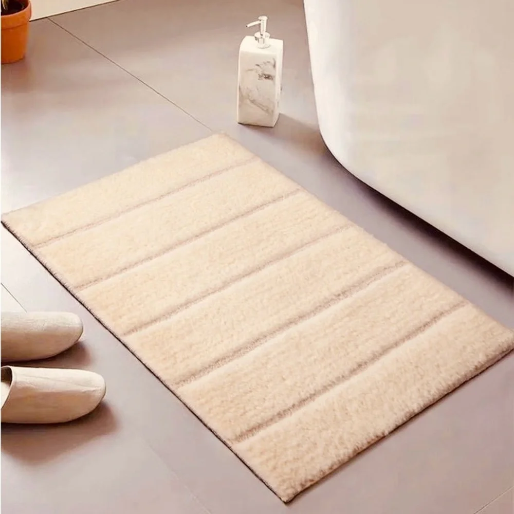 23” Microfiber Memory Foam Soft Tan Bath Mat Rug w Rubber Non-slip Back